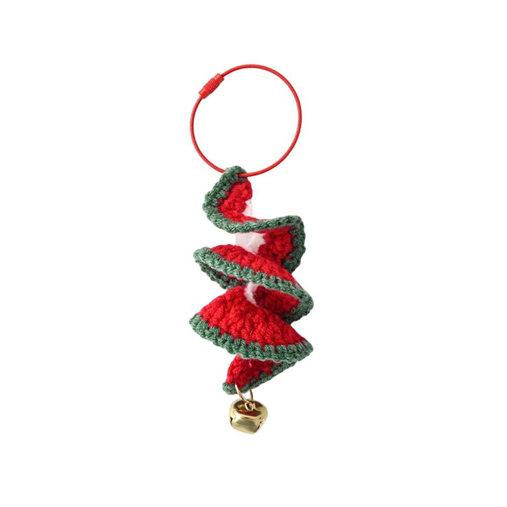 4 Hand Knitted Wool Yarn Christmas Tree Pendants Soft Crochet Decorations for Car Mirrors Doors Walls and Backpacks