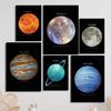 Earth Venus Moon Mars Saturn Uranus Planet Solar System Canvas  Paintings Poster and Print Wall Art Pictures Kids Room Decor