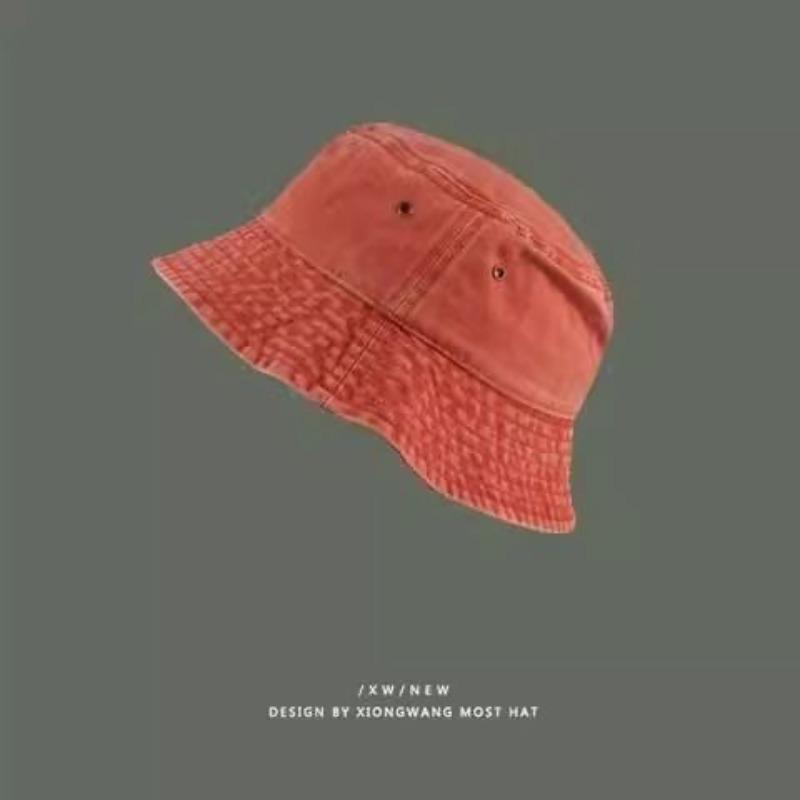 Retro washed denim bucket hat fashionable and old versatile sunshade basin hat breathable plain face small hat