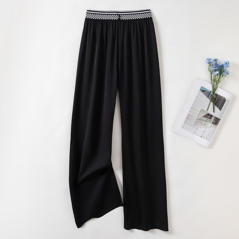 TUHUANG Women s 22 Momme Silk Blend Checkerboard Elastic Waist Shorts M