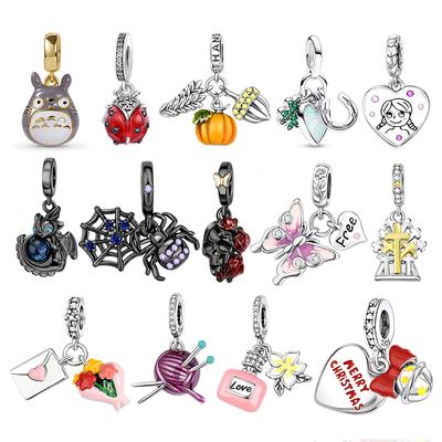Charms Copper Fit Charms 3Mm Original Bracelet Womens Black Spider & Little Dragon Charm Beads Diy Fine Jewelry Gift