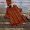 Ice Silk Blouse With Ruffle Sleeve For Casual Wear In Spring