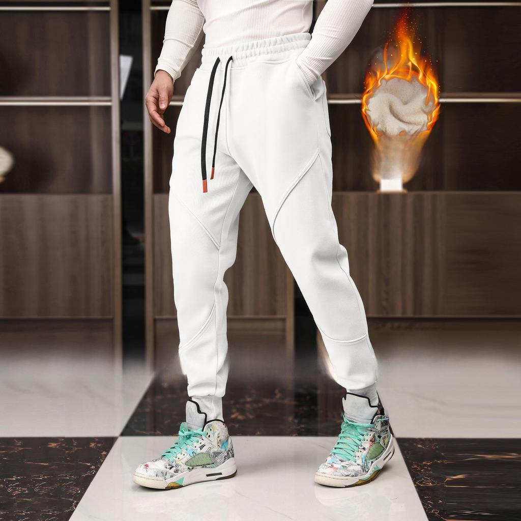 Men's Winter Casual Sports Pants: Loose-Fit, Velvet-Lined, Warm Trousers for Outdoor Running