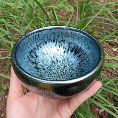 Jianzhan Tenmokus Tea Cups 360ml/12.17 Oz Matcha Bowls Chawan Kiln Fired Flower Pattern Chinese Song Dynasty's Crafts