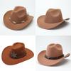 European, American and Western Cowboy Hat Wool Jazz Top Hat Men and Women's Ethnic Style Autumn and Winter Felt Hat Big Eave Hat Felt Hat