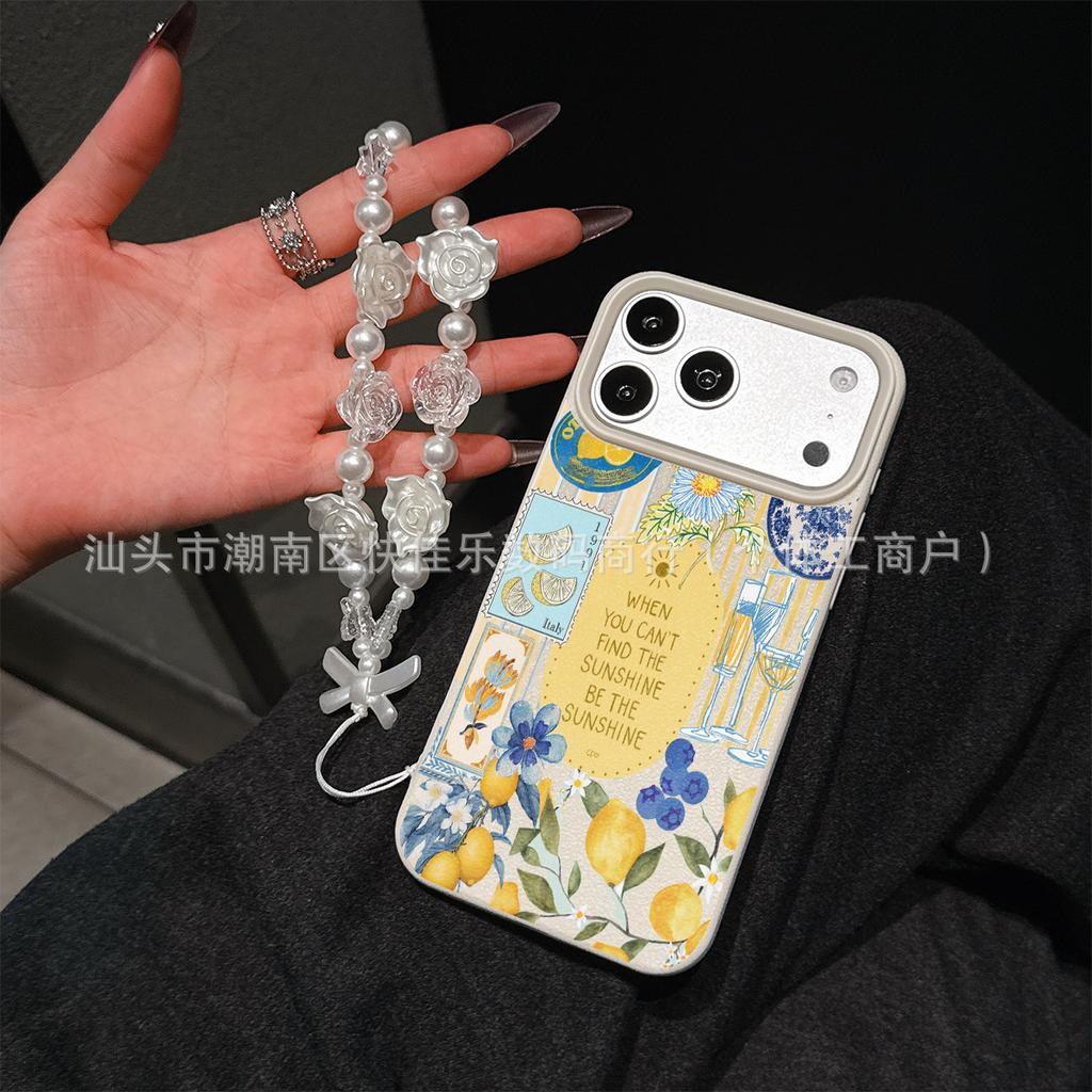 Rose Pearl Mobile Phone Case Pendant iPhone11/12/13/14/15/16/17 ProMax Small Fragrance Chain