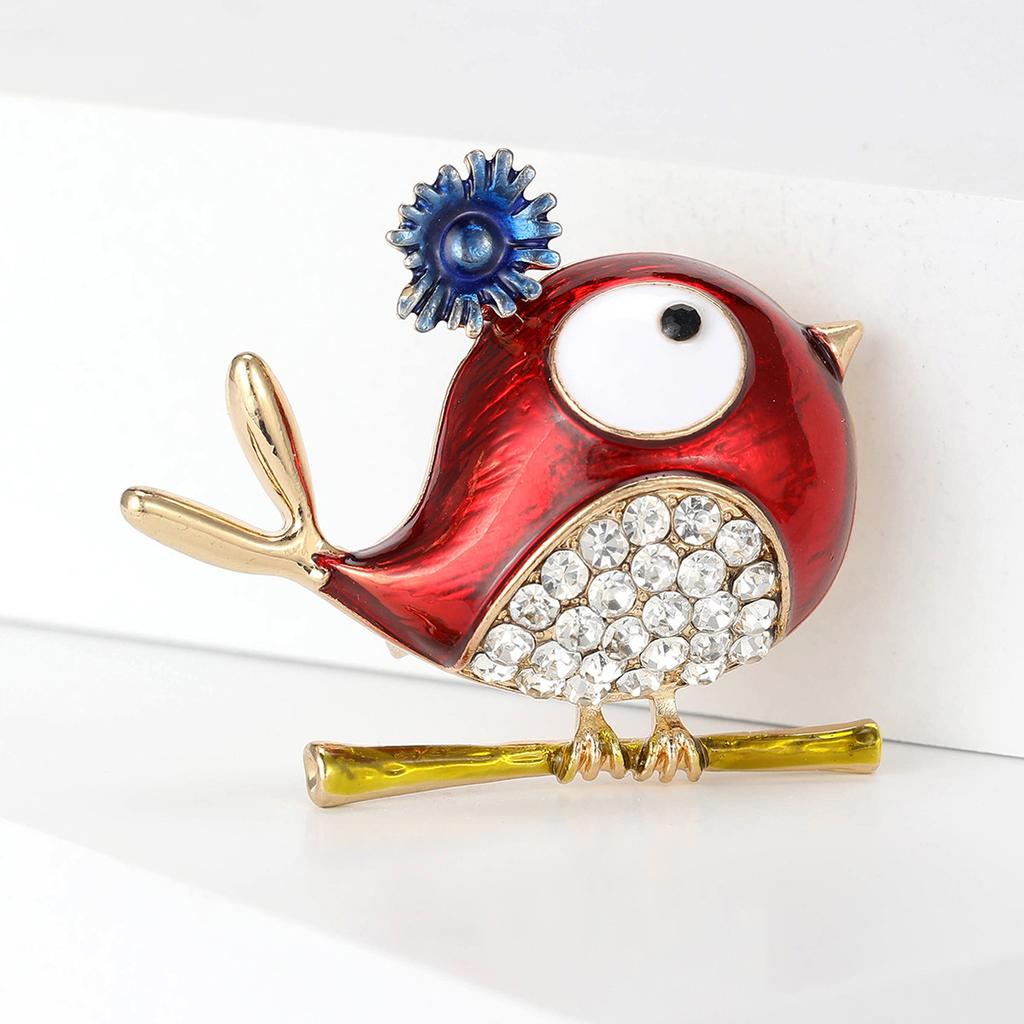 Cute Enamel Bird Brooches for Women Unisex Rhinestone Animal Pins Event Funny Luxury Gifts Friends Clothes Decoration