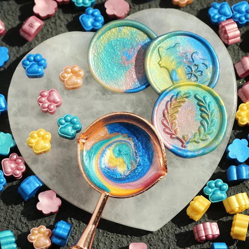 150pcs Original Cat Paw Seal Wax Grains Mixed Color Pearlescent Wax DIY Manual Account Greeting Card Envelope Decoration