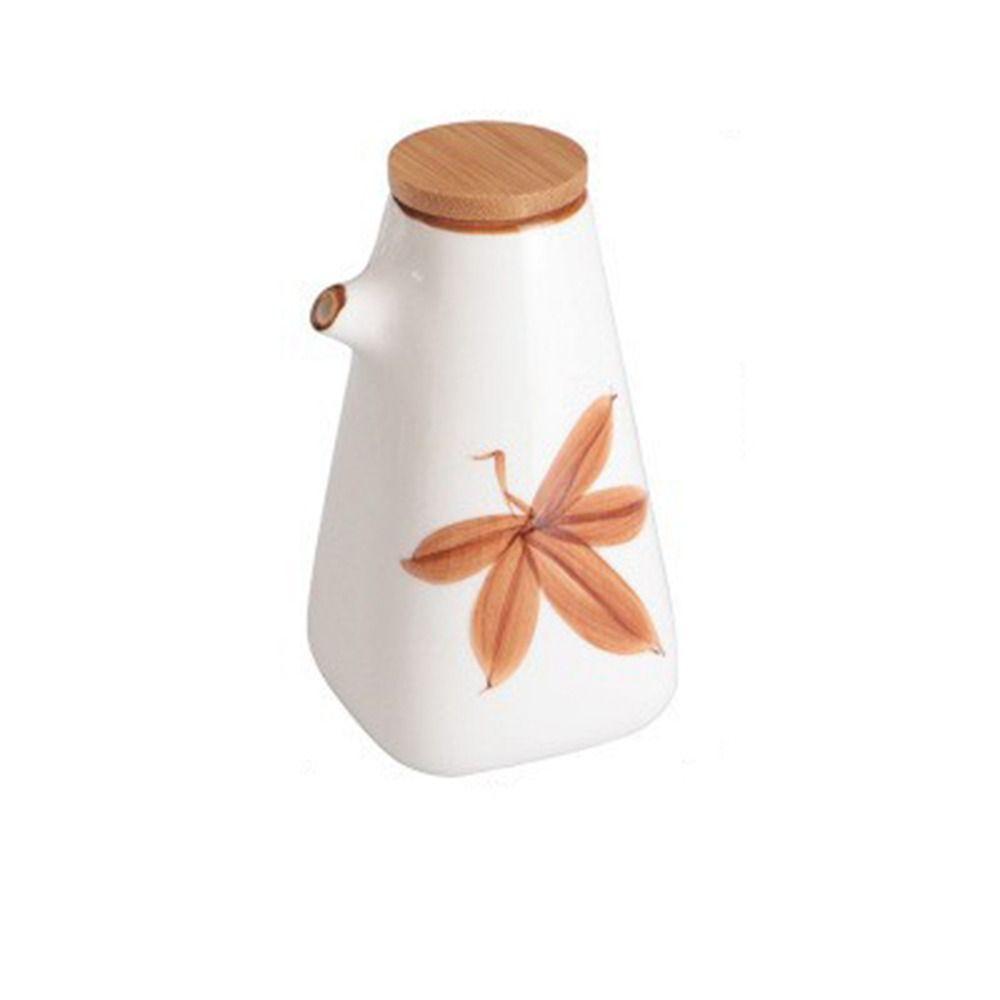 

Sugar Ceramic Creative with Bamboo Lid Retro Cruet Pot Condiment Container Seasoning Box Spice Jar E