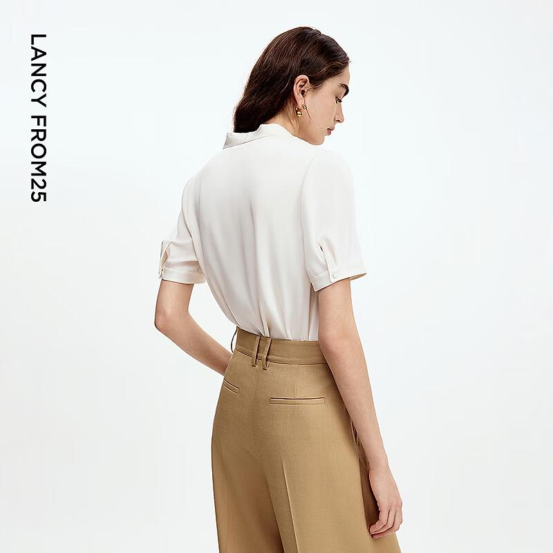LANCY Women's V-Neck Short Sleeve Blouse