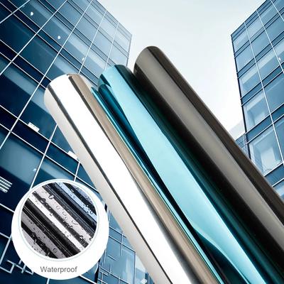 10m Pellicola Argentata per Protezione Solare per Finestre Specchio Monodirezionale Riflettente Tinta Solare Pravicy Anti-UV Autoadesiva Vetro Edificio Colore