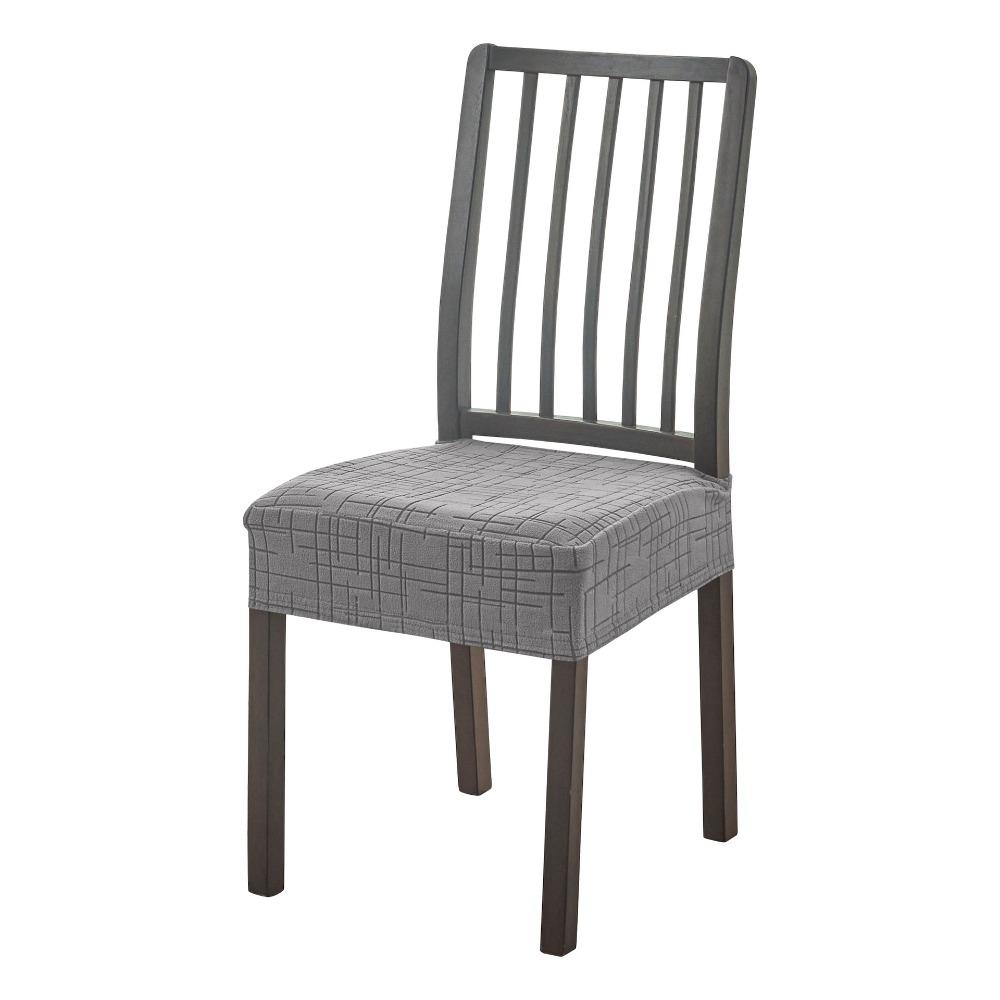 

Solid Color Dining Chair Covers Stretch Elastic Seat Slipcover Simple Chair Seat Protector Holiday серый