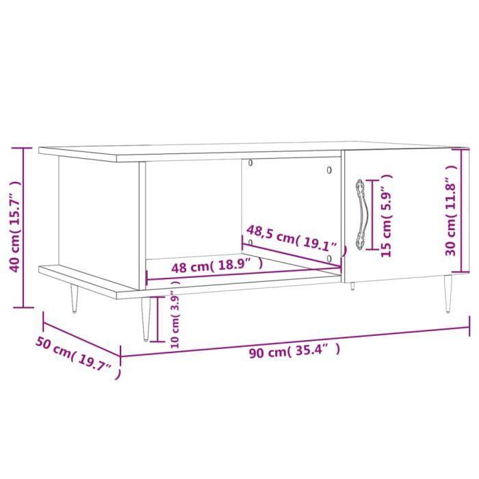 VidaXL Coffee Table Black 90x50x40 Cm Engineered Wood 829469