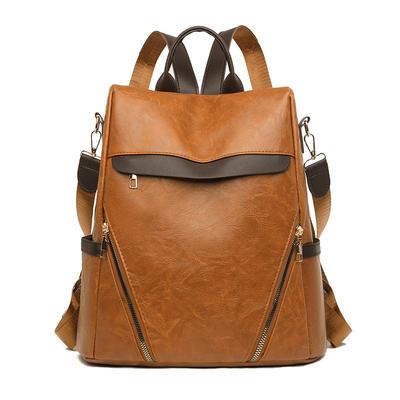 Lässige PU-Umhängetasche für Damen, Retro, einfacher Rucksack, große Kapazität, Reiserucksack für Mama