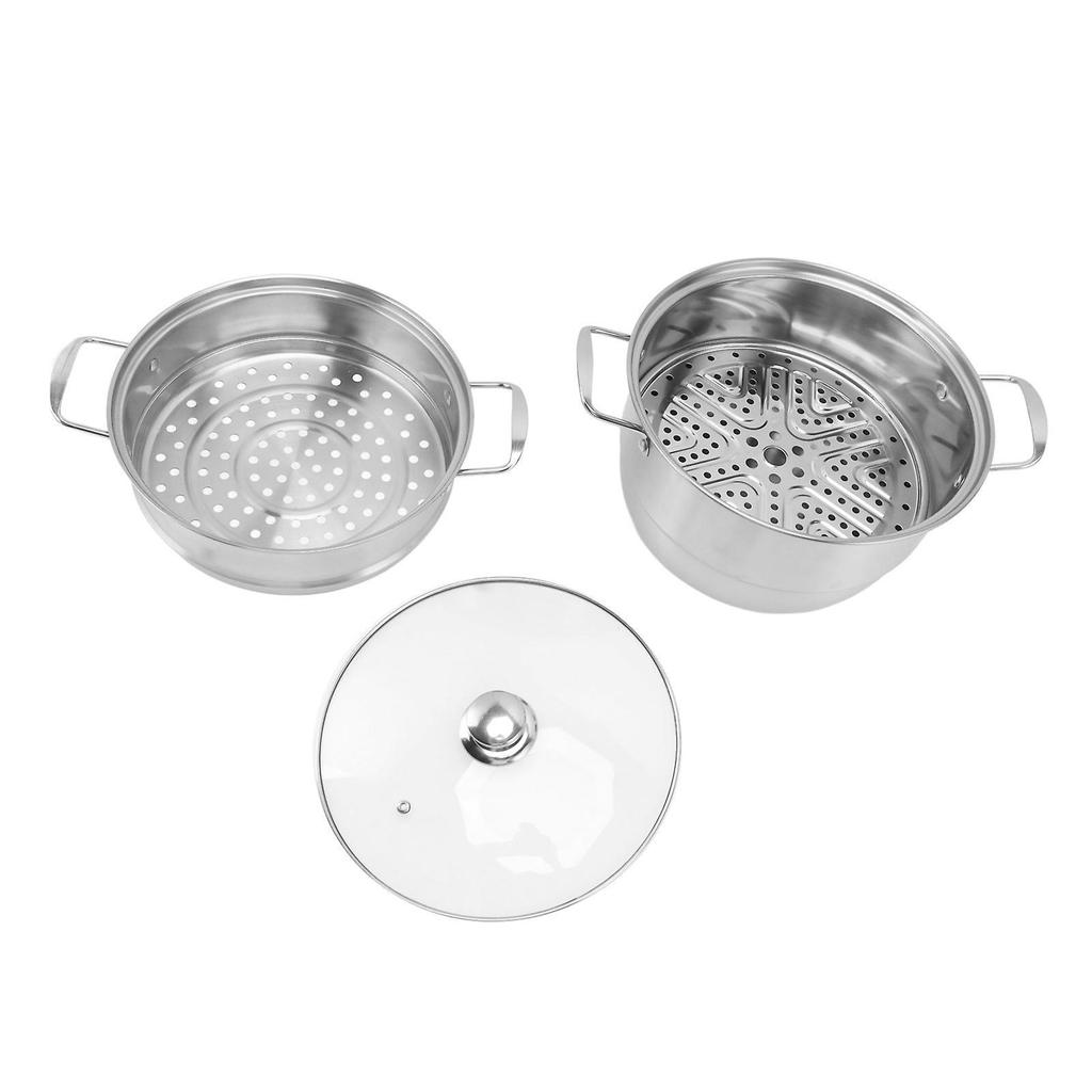 3-Layer Stainless Steel Steam Pot with Glass Lid – Large, Durable Martensite Design
