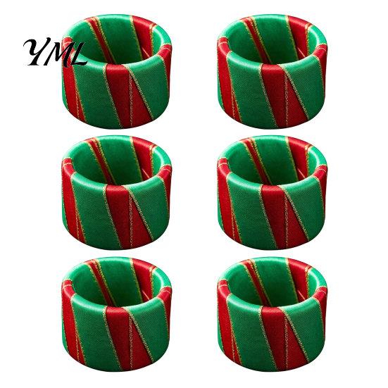 Christmas Party Table Settings 6Pcs Napkin Rings, Red And Green Decorative Holders, Gift for Hostess Reusable Festive Bands Holiday Dinner Decoration