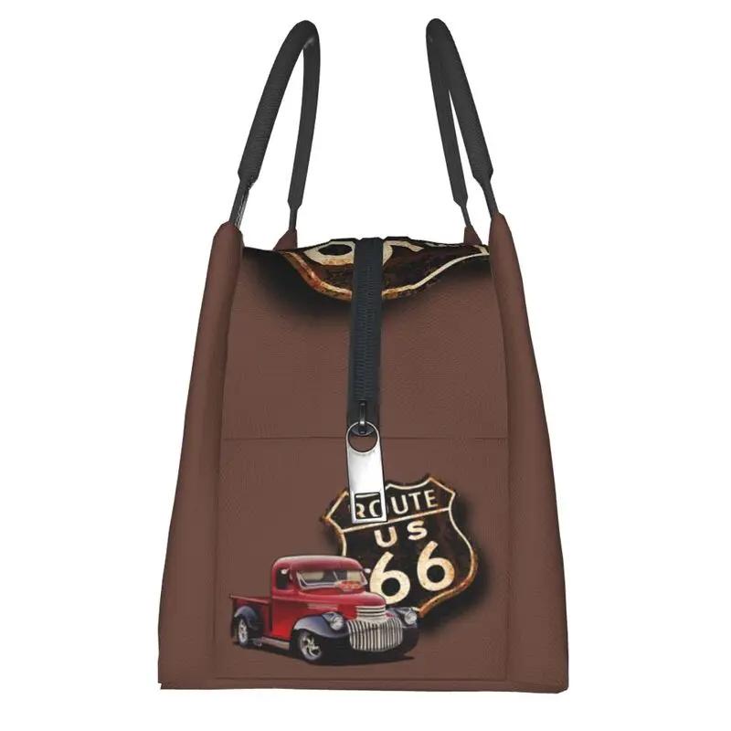 Custom Vintage Route 66 Lunch Bag Women Cooler Thermal Insulated Lunch Box for Work Pinic or Travel