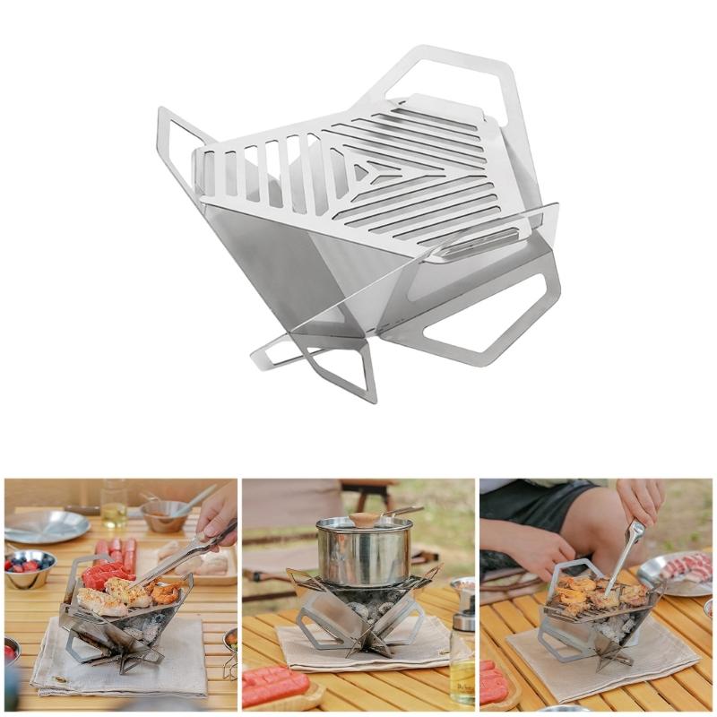 Portable Card Type Barbecue Stove Detachable Barbecue Grill Stainless Steels Camping BBQ Grill Rack Kitchen Accessories