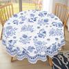 1 Piece Of Retro Floral Spring And Summer Round And Rectangular Tablecloths, Available In Various Sizes, Blue And White Porcelain Flower Print Pattern