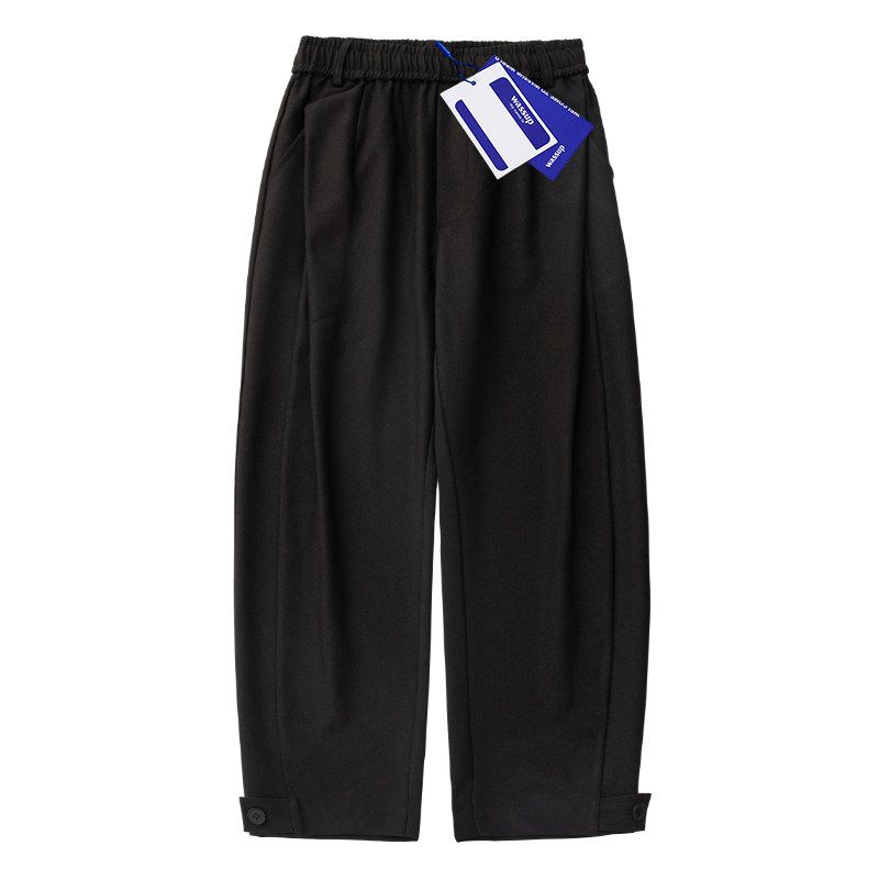 

Wassup Japan fashion Loose Straight Casual Drape Suit trousers Men and Women Fashion Brand Couple Wide Leg Pants Coffee Color Retro Trousers Black M