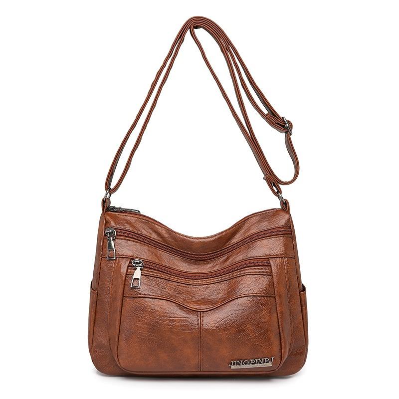Simple PU Leather Multi Pocket Shoulder Bag