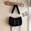 Handheld fluffy women's bag, new autumn and winter plush bag, cute bow small square bag, shoulder messenger bag.