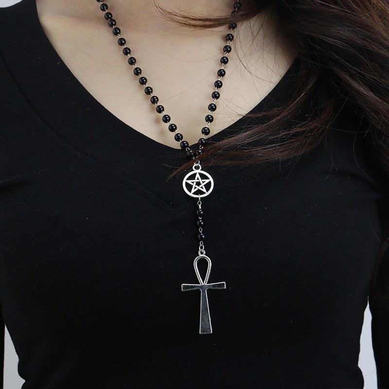 

Женское готическое черное крестовое ожерелье аксессуары