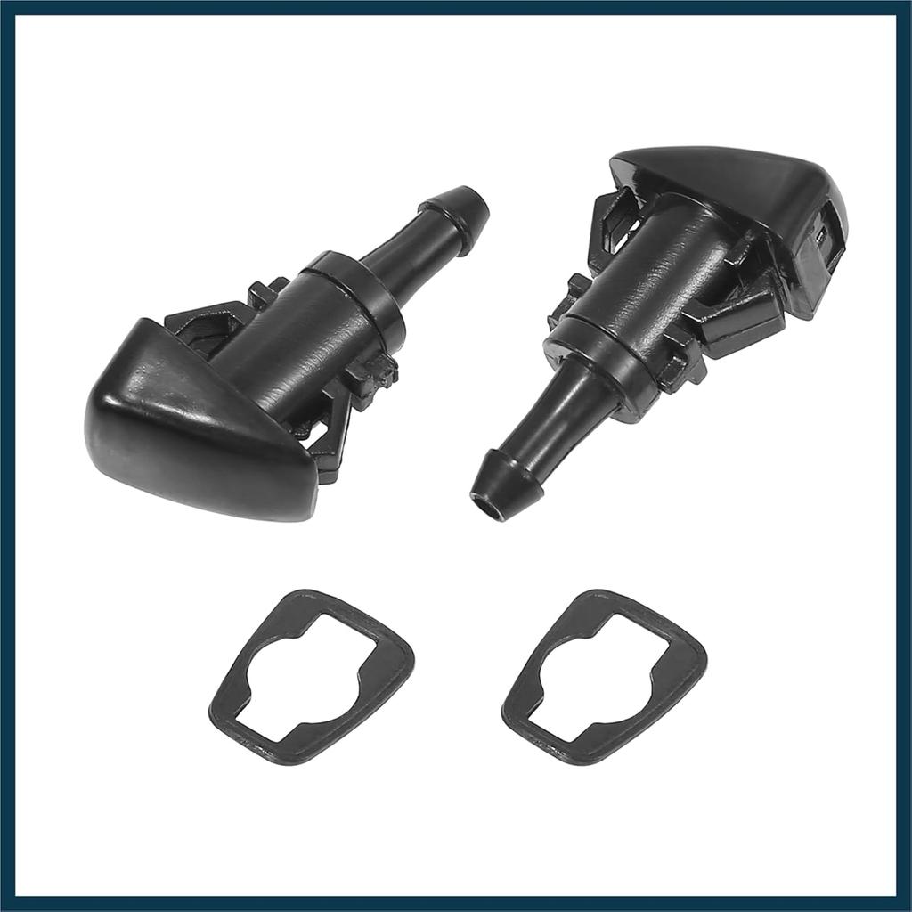 Front Windshield Wiper Nozzles for Chrysler Town Country for Dodge Grand Caravan with Gaskets - Pack of 2 Black Automotive Parts