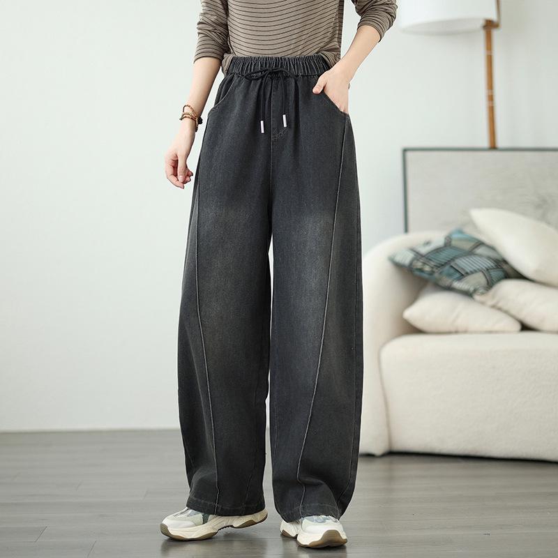 Autumn/Winter Retro Loose High Waist Denim Harem Pants for Women
