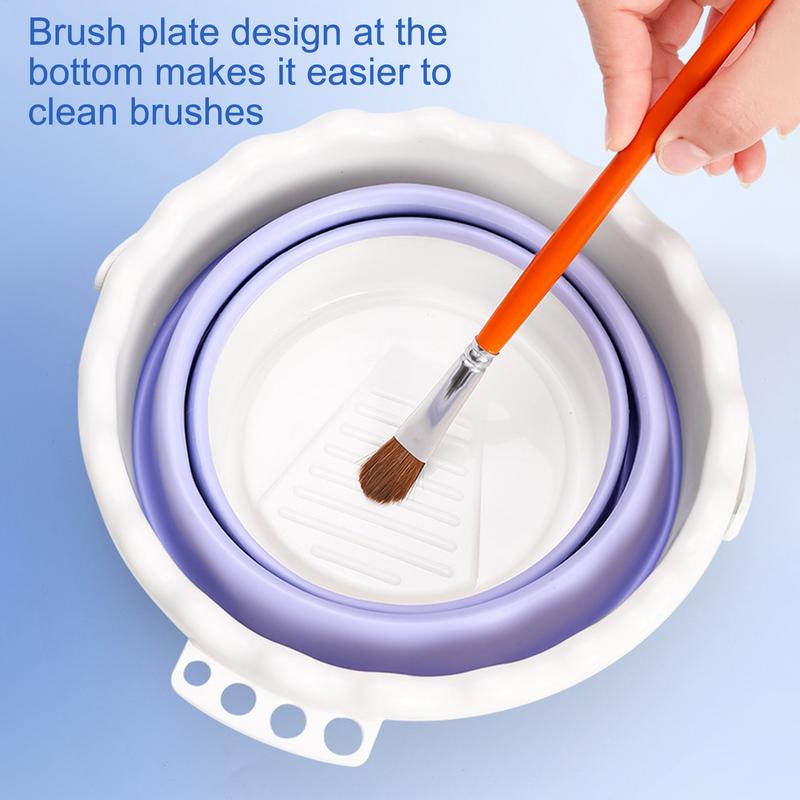 Foldable Painting Brush Washing Bucket Mini Silicone Watercolor Paint Accessories For Oil Painting Outdoor Studio School Home