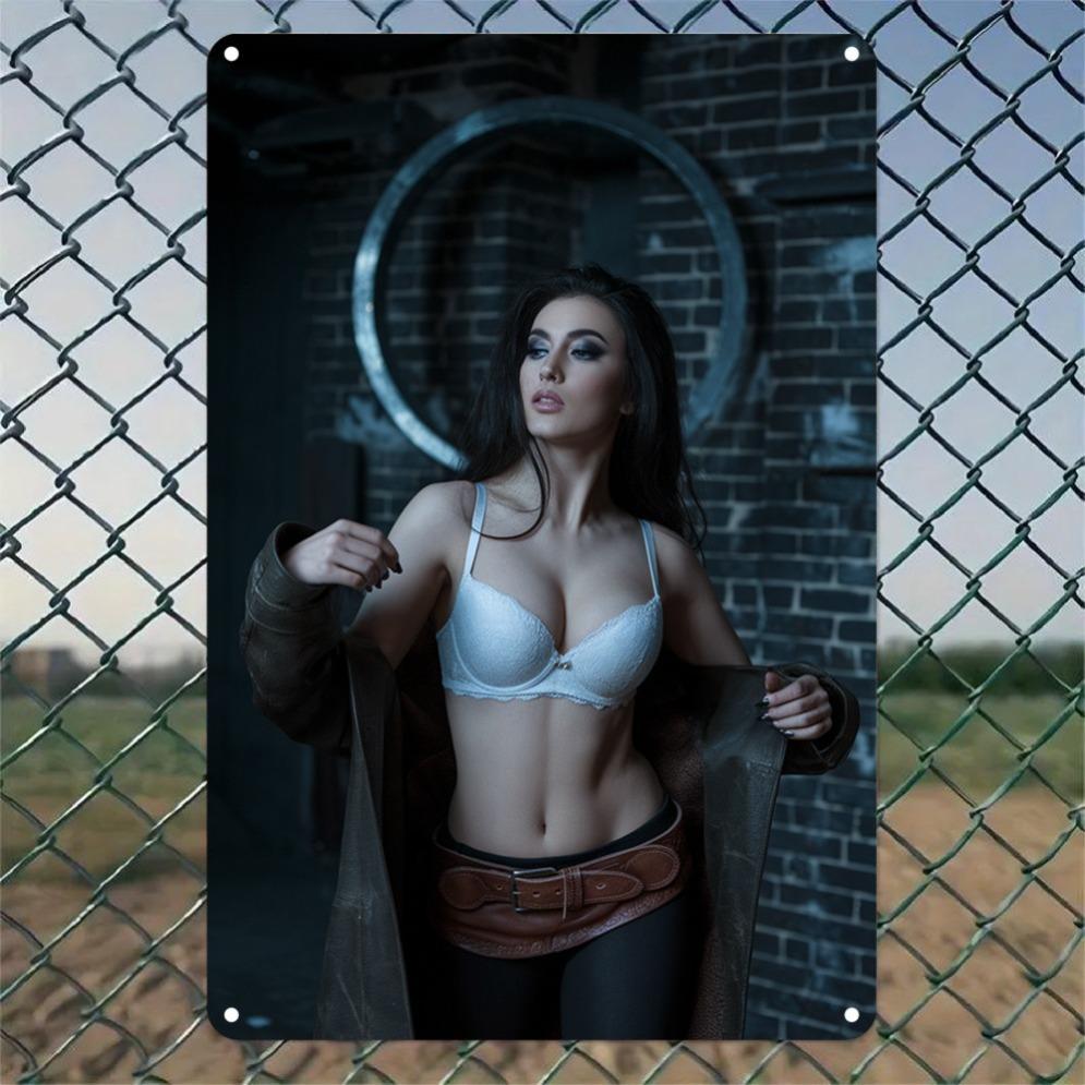 Vintage Aluminum Wall Art 8x12 Inch Elegant Woman Silhouette Sign for Home Office Cafe Decor