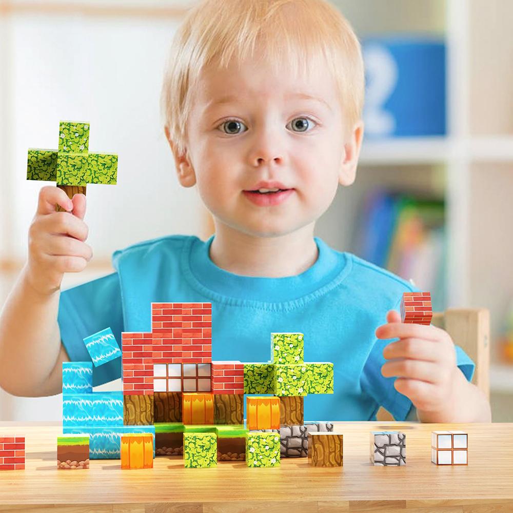Magnetic Building Blocks Montessori Stem Educational Sensory Toys For Kids Boys Girls Diy Magnet Cube Gift