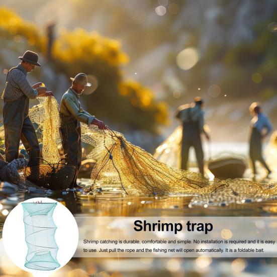 Fish Basket Mesh Shrimp Crab Trap Easy to Use Collapsible Portable Fish Cage
