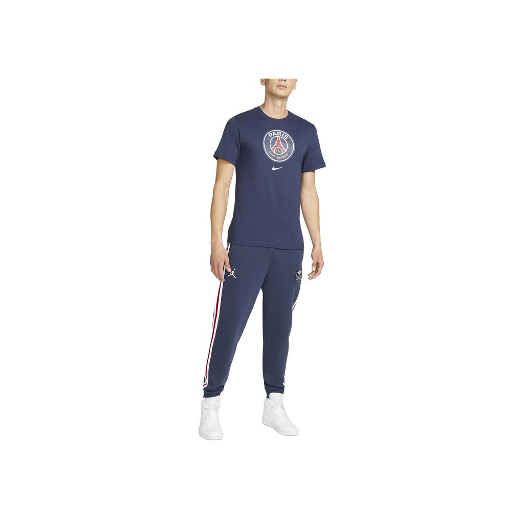 Nike Solid Color Crew Neck Logo Print T-Shirt Men Tops Blue DJ1315-410