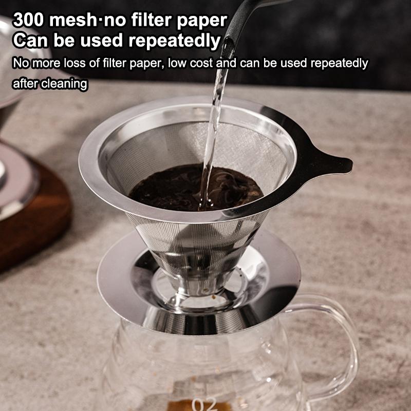 Stainless Steel Pour Over Coffee Filter Ultra Fine Mesh Space Saving Reusable Dripper for Office Staff Coffee Making