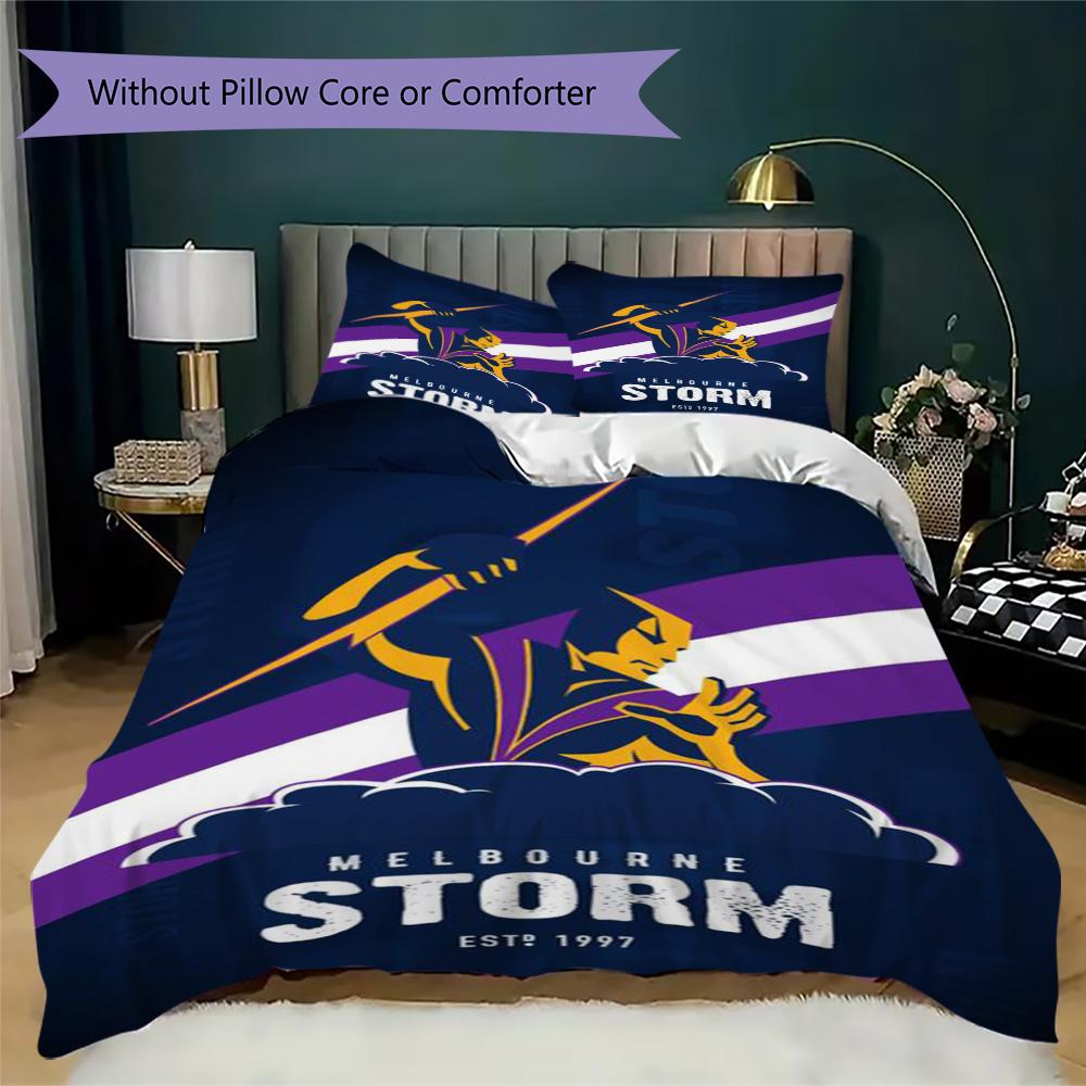 Melbourne Storm Print Pattern Bedding,Quilt Set Quilt Cover Pillowcase Home Birthday Gift (1*duvet Cover+2*pillowcase,without core)ZSJT0917326