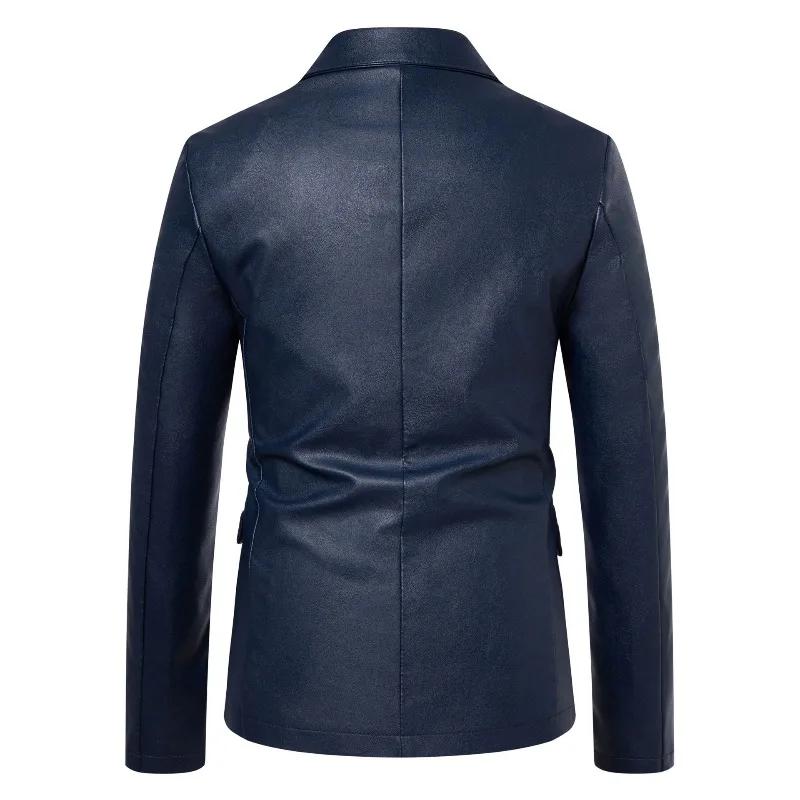 Fashion Men Leather Suits Jackets Formal Blazers Coats Good Quality Male Slim Business Casual Pu Leather Blazers Jackets