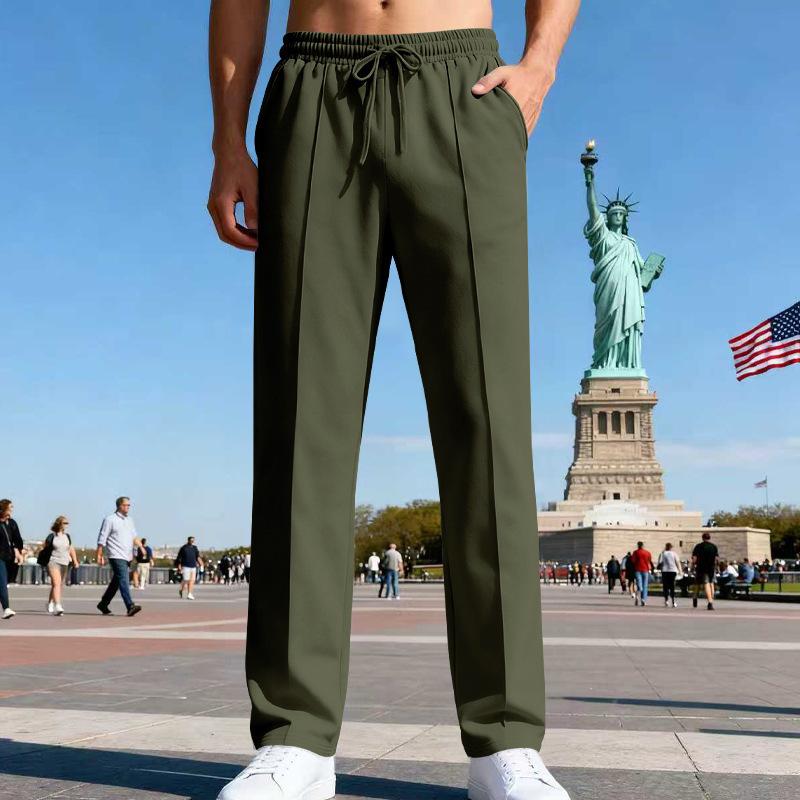 

2026 Men s Trousers All Seasons Loose Straight Sports Casual Trousers XXXL зелений
