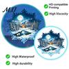 Transparent PVC Festive Decor Snowy House Window Cling, Static Sticker with Moonlit Forest Scene and Easy to Remove Glass Art Large Snowflake