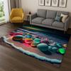 Colorful Pebble rainbow Cobblestone Stone Carpet Rug for Bedroom Living Room Sofa Playroom Doormat Home Decor,Area Rug Non-slip