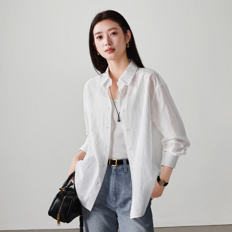 SOFSIL Women's 2026 Spring Embroidered Cotton Lapel Shirt