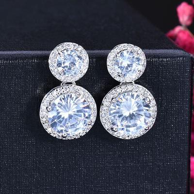 WWJ Classic Zircon Mulheres Joias de festa Brincos redondos