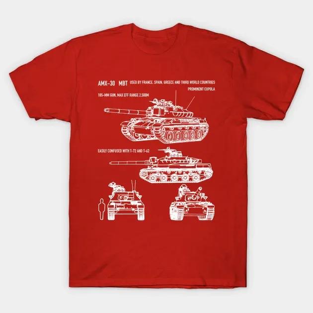 

French AMX30 Main Battle Tank Blueprint TShirt 100 Cotton ONeck Summer Short Sleeve Casual Mens Tshirt Size S3XL S