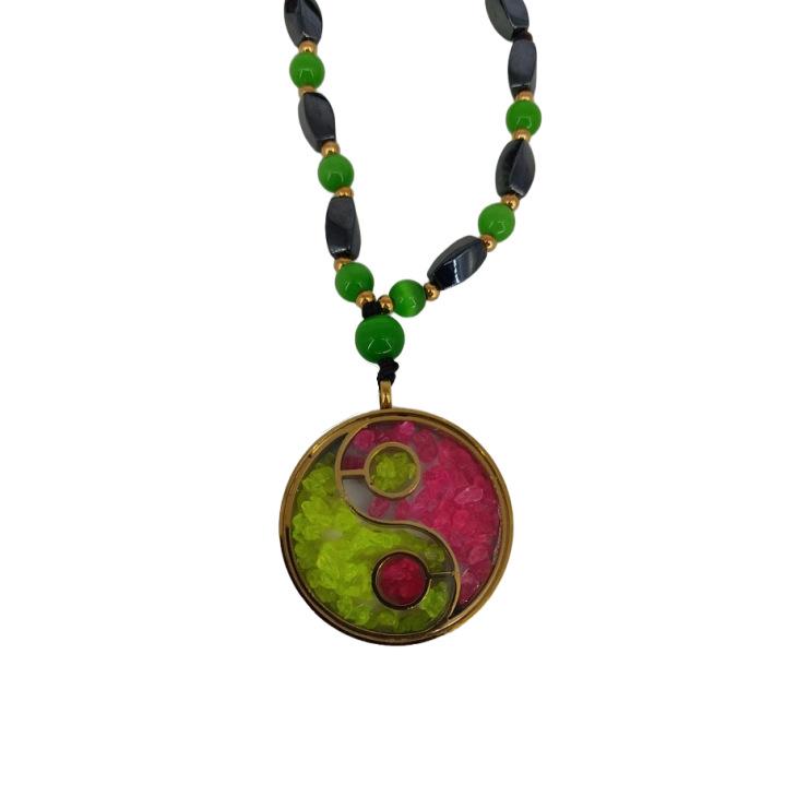 Biophoton Negative Ion Multi-Color Magnetic Energy Crystal Pendant Necklace
