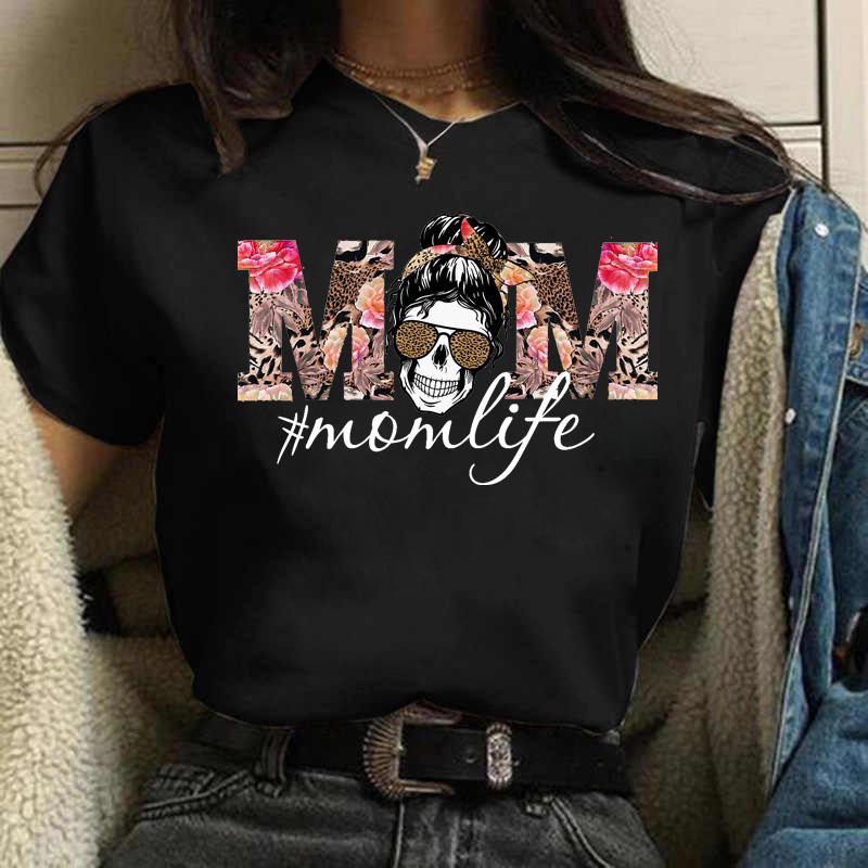 Leopard Mom Life Print Women T Shirt Short Sleeve Oversized Tshirt Ladies Clothing Fashion Kawaii Female Tee Tops Camisetas Muje