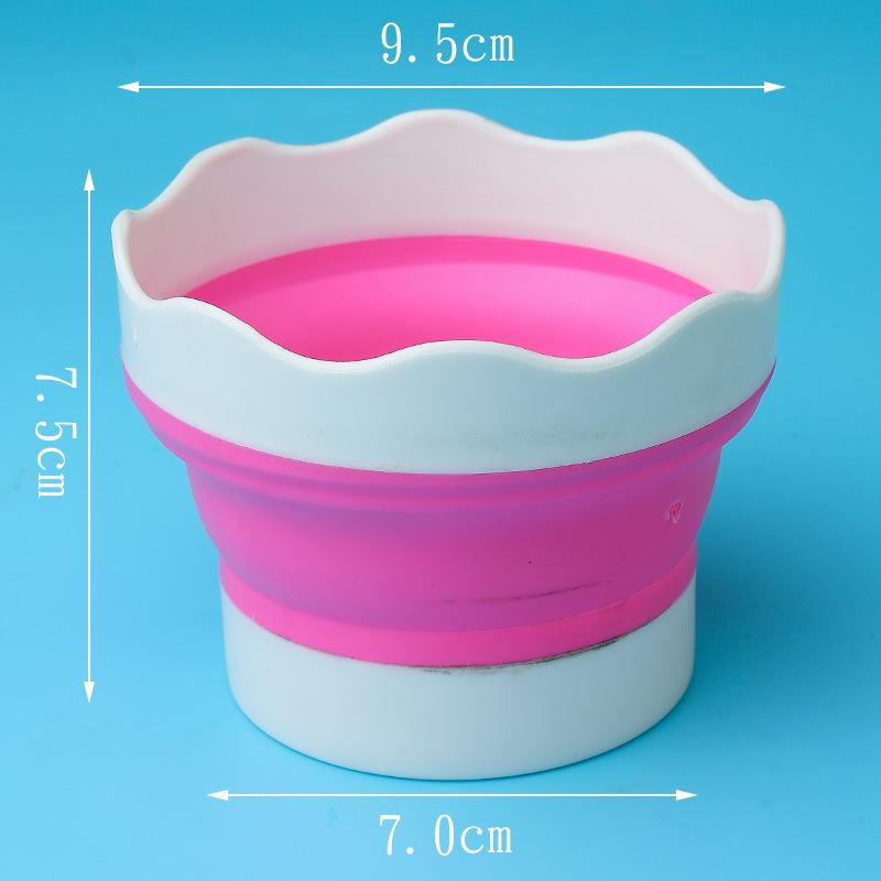 Foldable Silicone Brush Holder: Retractable, Portable, Multifunctional Bucket for Kids - Compact Art Wash Station.