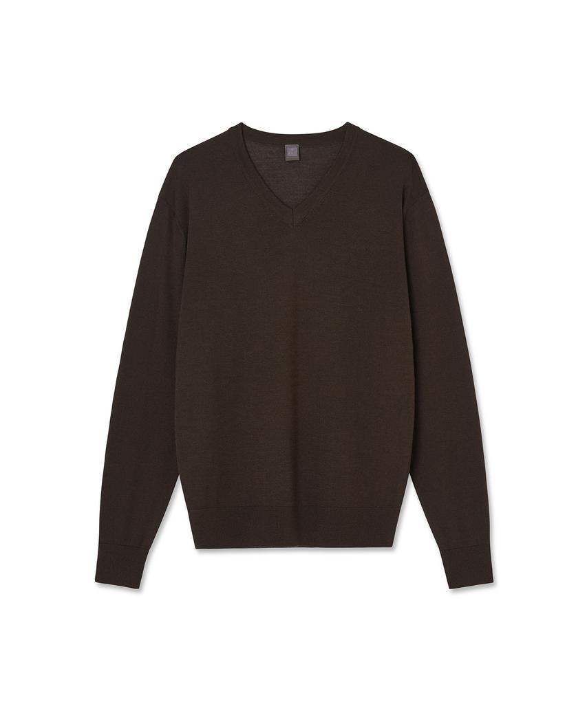 IOLO Silk Blended V-Neck Sweater_Dark Brown