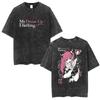 Japanese Anime Marin Kitagawa My Dress Up Darling Vintage Washed T Shirts Men Women Harajuku Oversized Cotton Tshirt Streetwear