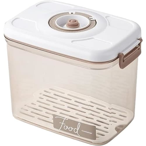 TAKEY Vacuum Food Storage Container with Vacuum Pump, Food Storage Box with Removable Drain Plate, Airtight Refrigerator Food Storage Box for Fruits,