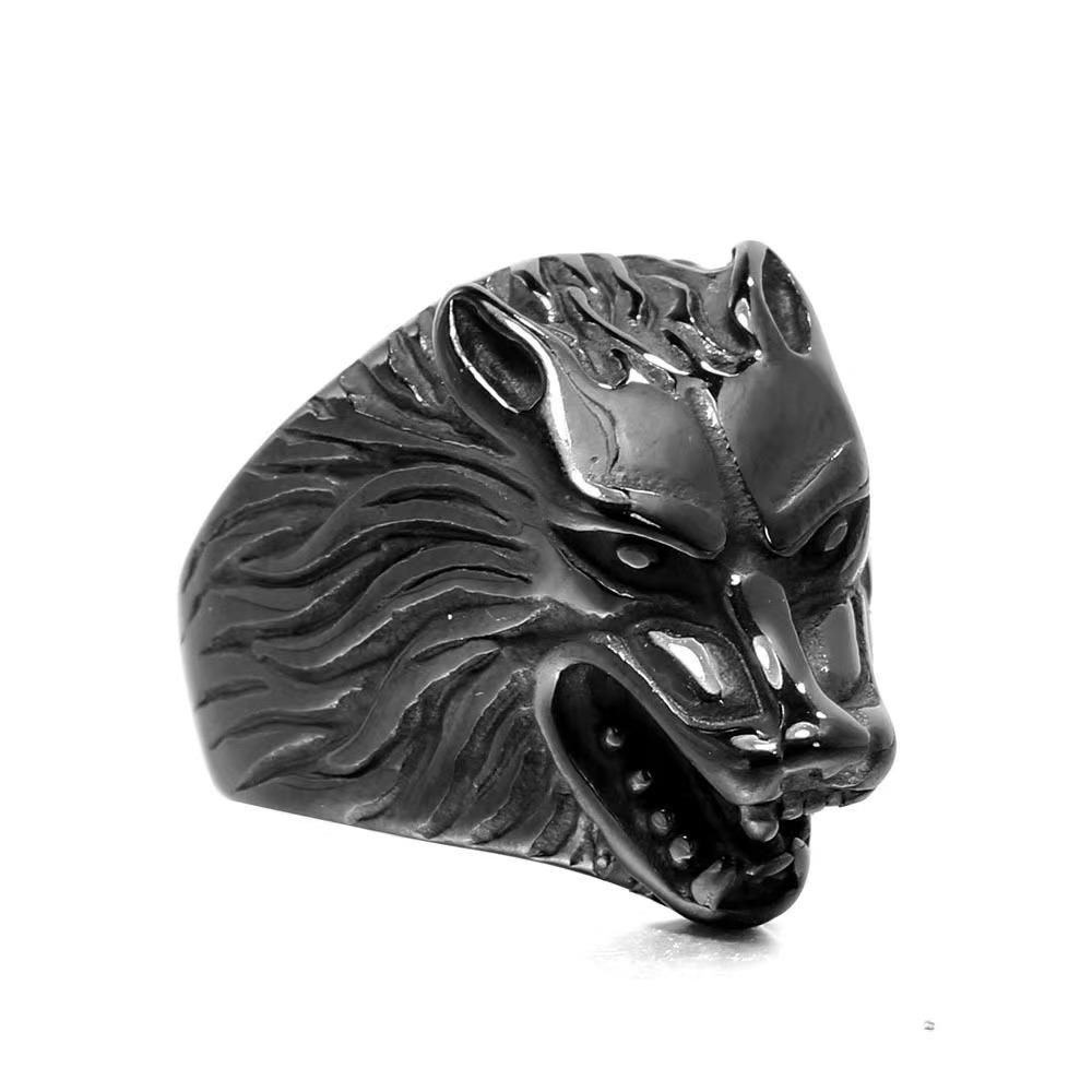 European and American Men's Domineering Wolf Head Ring